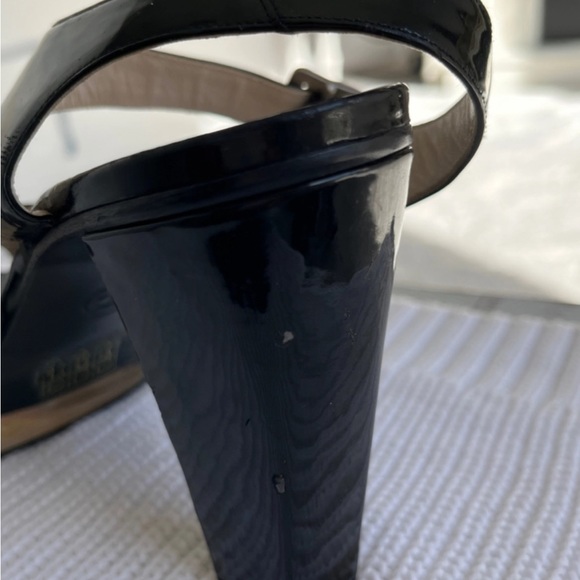 Chanel Sandals Block Heels Vintage Lucite 2001 Black Patent Leather US6/ 36 - Picture 7 of 10